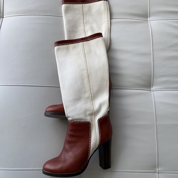 Chloe fabulous boots, leather and linen, 36.5 - Picture 2 of 10